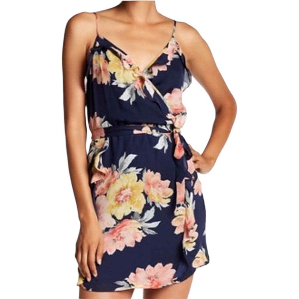 Joie Foxglove Slip Mini Dress Ruffle Floral Spaghetti Strap Size Large